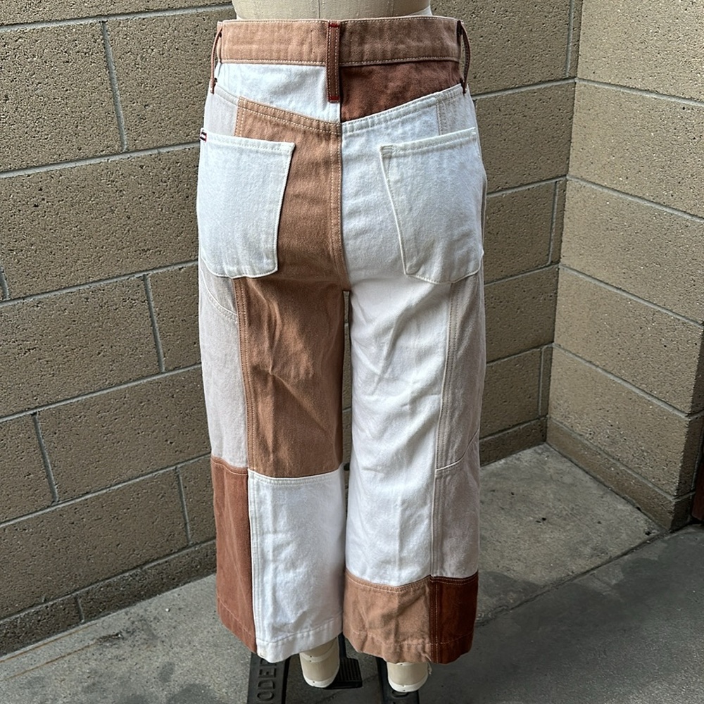 Alice + Olivia | Brown White Patchwork Gaucho Pan… - image 6